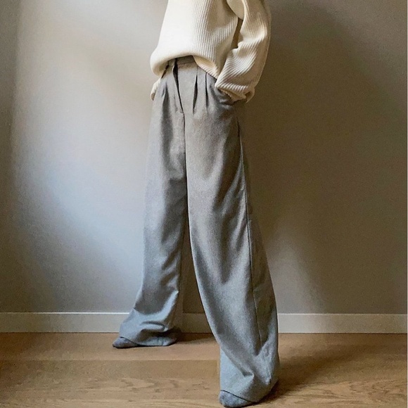 Wilfred Pants - Aritzia Wilfred⎜ORSAY PANT⎜LIGHT GREY HERRINGBONE